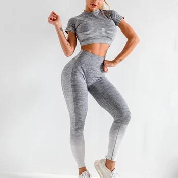 Seamless Women Yoga Set Short Sleeve Top High Waist Belly Control Sport Leggings Gym Clothes Female Seamless Sport Suit
Seamless Women Yoga Set Short Sleeve Top High Waist Belly Control Sport Leggings Gym Clothes Female Seamless Sport Suit