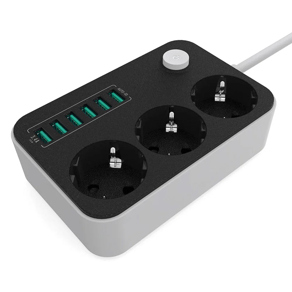 6 Порты USB гнездо Зарядное устройство расширения Мощность полосы шнур с двумя