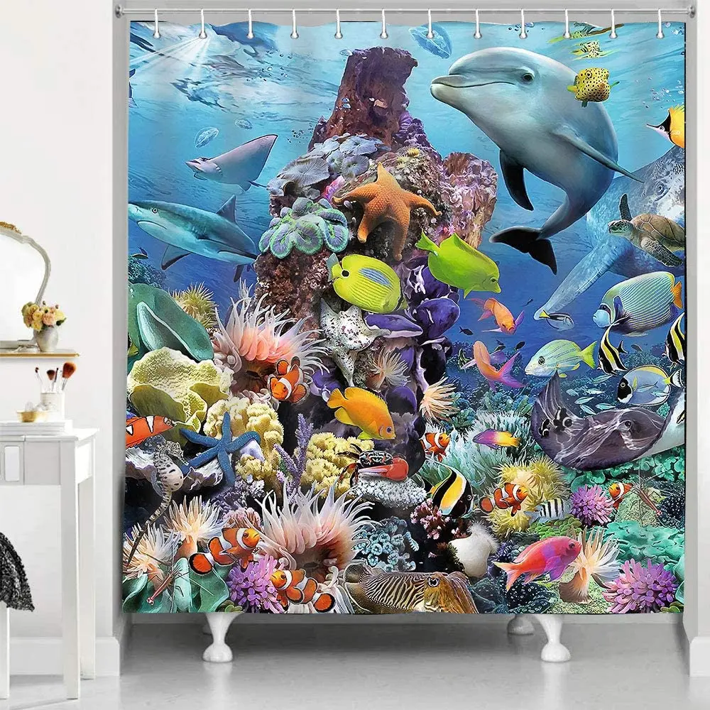 3D Ocean Fish Shower Curtain Tropical Ocean Seabed Animals and Plants Bathroom Bath Curtains Waterproof Polyester with Hooks
3D Ocean Fish Shower Curtain Tropical Ocean Seabed Animals and Plants Bathroom Bath Curtains Waterproof Polyester with Hooks