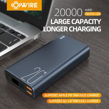 OWIRE Power Bank 20000mAh Portable Charger USB Type C PD QC 3.0 Fast Charging Powerbank External Battery For Xiaomi
OWIRE Power Bank 20000mAh Portable Charger USB Type C PD QC 3.0 Fast Charging Powerbank External Battery For Xiaomi