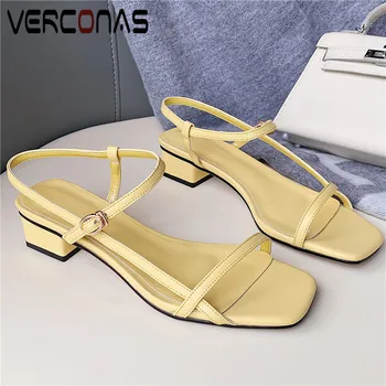 VERCONAS Women High Quality Party Shoes Square Toe Slippers Summer Thick Heel High Heeled Sandals Buckle Popular Shoes Woman
VERCONAS Women High Quality Party Shoes Square Toe Slippers Summer Thick Heel High Heeled Sandals Buckle Popular Shoes Woman