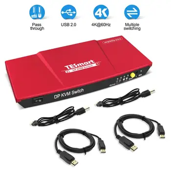 Display Port DP KVM Switch 2Port USB Ultra HD 2x1 DP KVM Switcher with 2 Pcs 5ft KVM and DP Cables Control up 2 DP Port Devices
Display Port DP KVM Switch 2Port USB Ultra HD 2x1 DP KVM Switcher with 2 Pcs 5ft KVM and DP Cables Control up 2 DP Port Devices