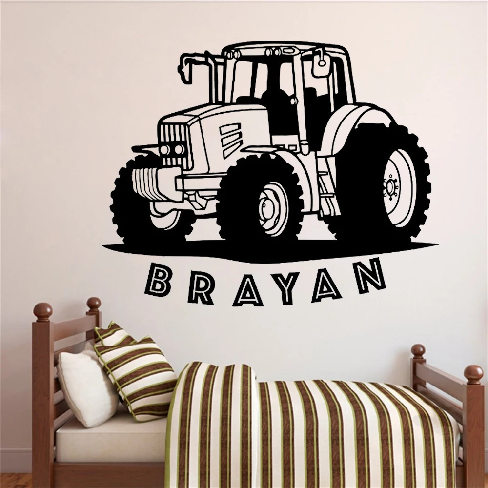 

Tractor Stickers Kids Custom Your Name Farm Kids Vinyl Wall Decals Be Wild Quotes Home Car Murals Boys Room Décor Poster HJ0423