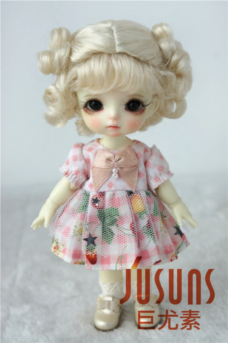 Парики для кукол JD048 1/12 1/8 3-4 дюйма 4-5 дюймов 5-6 Курчавый BJD парики с двойным пони
