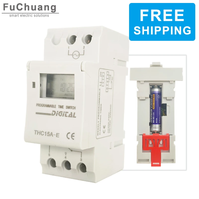 Free Shipping Electronic Weekly 7 Days Programmable Digital Industrial Time Switch Relay THC15A-E with No.7 battery Timer
Free Shipping Electronic Weekly 7 Days Programmable Digital Industrial Time Switch Relay THC15A-E with No.7 battery Timer