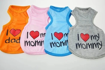 Hot Selling Summer Dog Vest Shirt Clothes Coat Pet Cat Puppy 100%Cotton Vests I LOVE MY DADDY MOMMY Clothing For Dogs Costumes
Hot Selling Summer Dog Vest Shirt Clothes Coat Pet Cat Puppy 100%Cotton Vests I LOVE MY DADDY MOMMY Clothing For Dogs Costumes