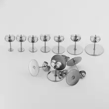 100 pçs/lote 3 4 5 6 8 10 12mm pós em branco de aço inoxidável brinco pinos base com brinco plug suprimentos para diy jóias fazendo(China)