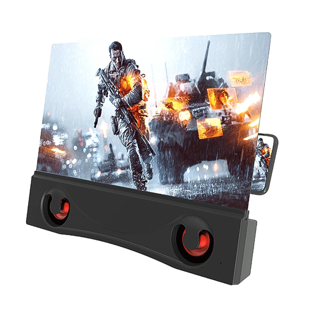 12 Inch 3D Phone Screen Magnifier Bluetooth Stereo Speaker HD Video Amplifier Universal Compitable For Mobile USB Charging | Мобильные