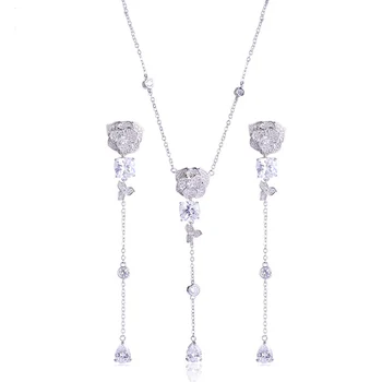 Luxury AAA cubic zirconia micro pave setting flower butterfly clear crystal pendant necklace and drop earrings set
Luxury AAA cubic zirconia micro pave setting flower butterfly clear crystal pendant necklace and drop earrings set