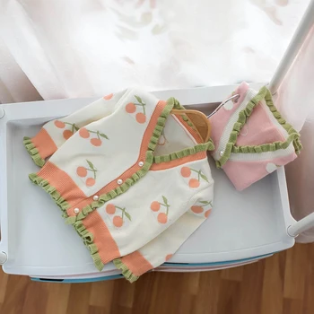 Autumn and Winter New Arrival Korean Cardigan Cotton Cherry Pattern All-match Single Breasted Casual Sweater for Sweet Baby Girl
Autumn and Winter New Arrival Korean Cardigan Cotton Cherry Pattern All-match Single Breasted Casual Sweater for Sweet Baby Girl