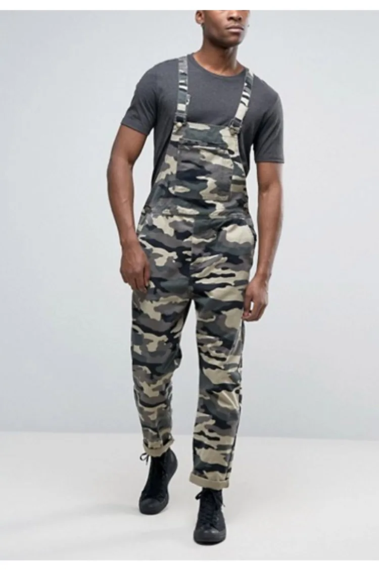 Men's Camouflage Jumpsuit Pants Bib Overalls Tracksuit Camouflage Print Jeans Tracksuit Work Uniform Summer Sleeveless Overalls (3)