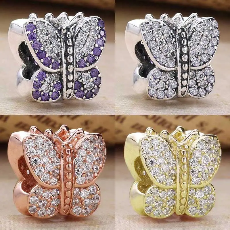 New 925 Sterling Silver Charm Rose Gold Pave Butterfly With Crystal Bead Fit Original Fashion Bracelet Necklace DIY Jewelry
New 925 Sterling Silver Charm Rose Gold Pave Butterfly With Crystal Bead Fit Original Fashion Bracelet Necklace DIY Jewelry