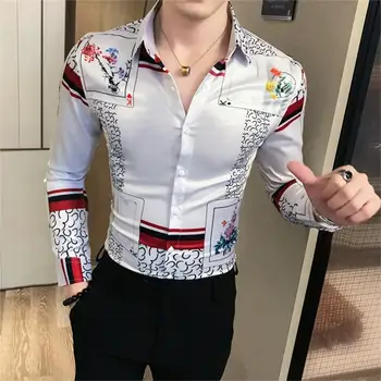 2020 New Designer Print Shirt Men Casual Slim Fit Long Sleeve Men Dress Social Club Prom Shirt Brand Tuxedo Shirts Camisa
2020 New Designer Print Shirt Men Casual Slim Fit Long Sleeve Men Dress Social Club Prom Shirt Brand Tuxedo Shirts Camisa