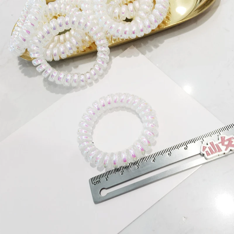 Graceful Unique 1PC/2PCS Elastic Hair Rope Blue Adjustable Telephone Line Pink Acrylic Transparent Exotic Fantasy Wood