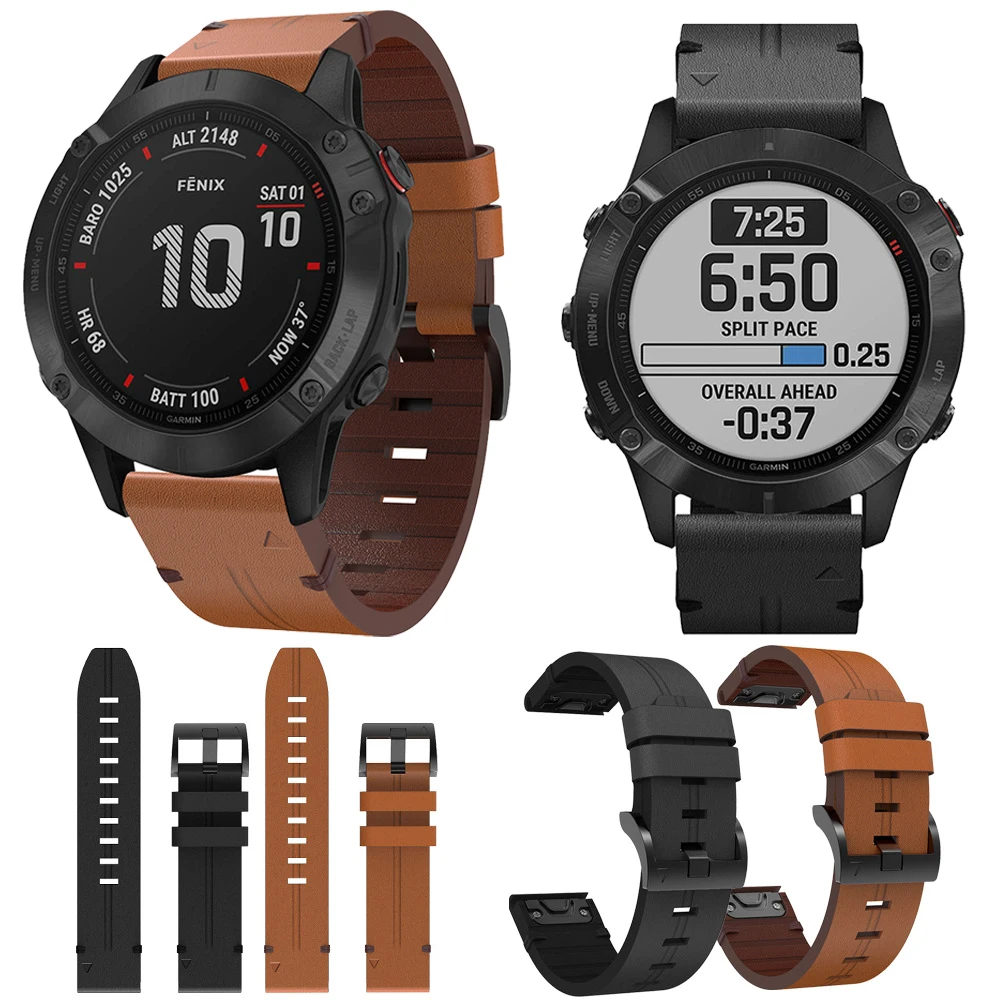 Кожаный ремешок для часов Garmin Fenix 6X 6 Pro Tactix Delta Easyfit 22 мм 26 Fenix6 5 5X | Наручные часы