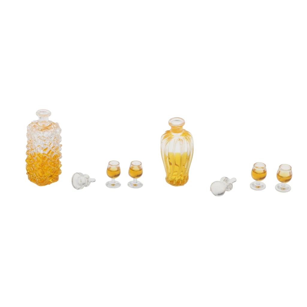 2Pcs Miniature Wine Bottles & 4Pcs Cups 1/12 Dollhouse Kitchen Dinning Room Table Decoration Accessories 2Pcs Miniature Wine Bottles & 4Pcs Cups 1/12 Dollhouse Kitchen Dinning Room Table Decoration Accessories