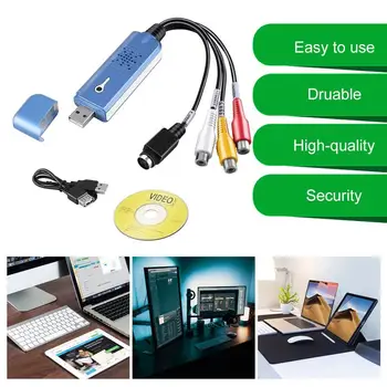 

New portable USB 2.0 Easycap Video Audio Capture Card Adapter VHS DC60 DVD Converter Composite RCA Blue