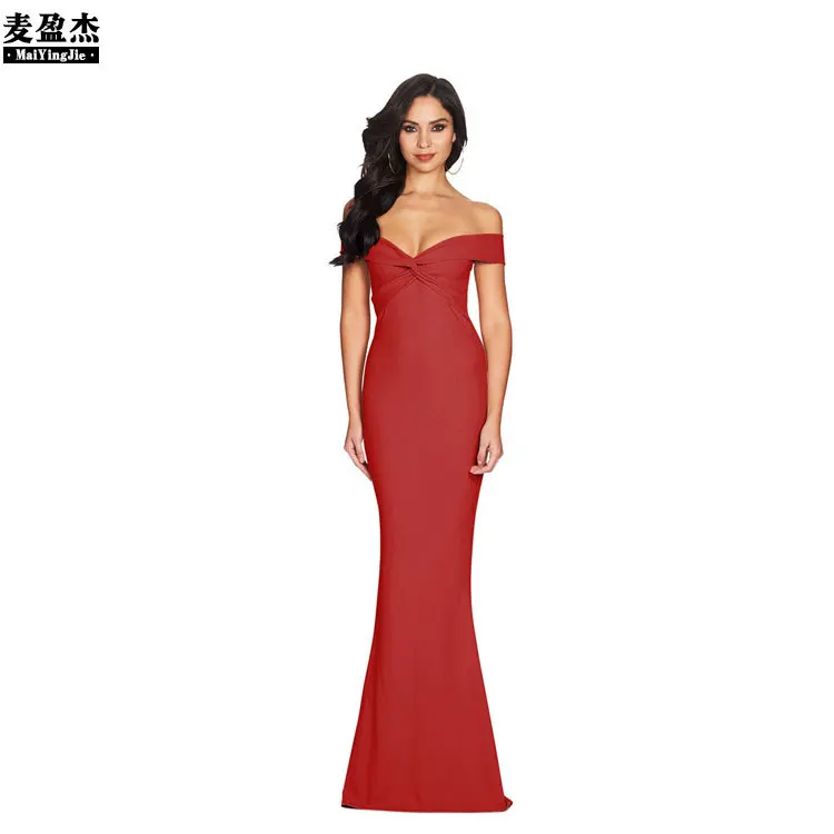 2019 New Style WOMEN'S Dress Slim Fit Slimming Fishtail Skirt Formal Dress Europe And America Fashion Sexy Cross with Sleeves Ba
