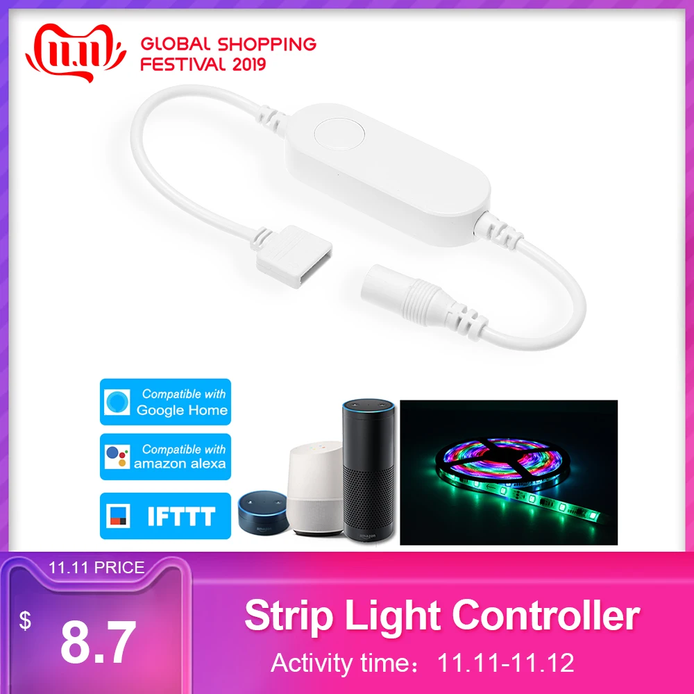 WiFi LED Controller Wireless Strip Light Controller Voice Control Compatible with Google Home & for Amazon Alexa IFTTT
WiFi LED Controller Wireless Strip Light Controller Voice Control Compatible with Google Home & for Amazon Alexa IFTTT