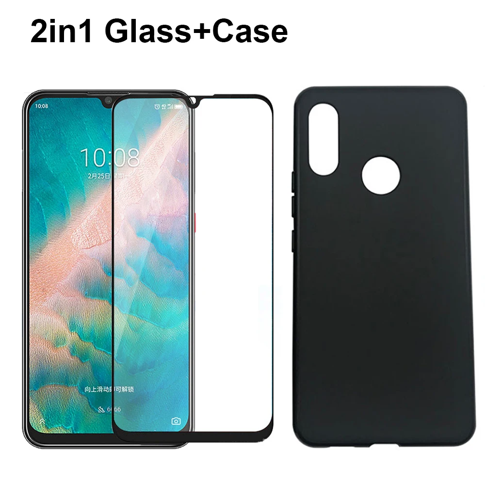 2 в 1 /1 стеклянный чехол для ZTE Blade V10 V9 A3 A5 A7 2019 Vita защита экрана Мягкий ТПУ