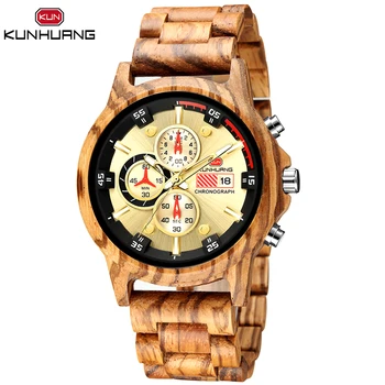 Relogio Masculino KUNHUANG Wooden Watch Men Top Brand Luxury Stylish Chronograph Military Quartz Watches Wooden reloj hombre
Relogio Masculino KUNHUANG Wooden Watch Men Top Brand Luxury Stylish Chronograph Military Quartz Watches Wooden reloj hombre