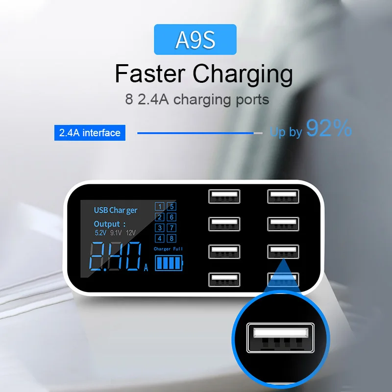 8 Ports USB Car Charger QC3.0 Fast Charging Phone Charger 40W 2.4A Multi USB Socket With LED Display For iPhone Android Samsung
8 Ports USB Car Charger QC3.0 Fast Charging Phone Charger 40W 2.4A Multi USB Socket With LED Display For iPhone Android Samsung