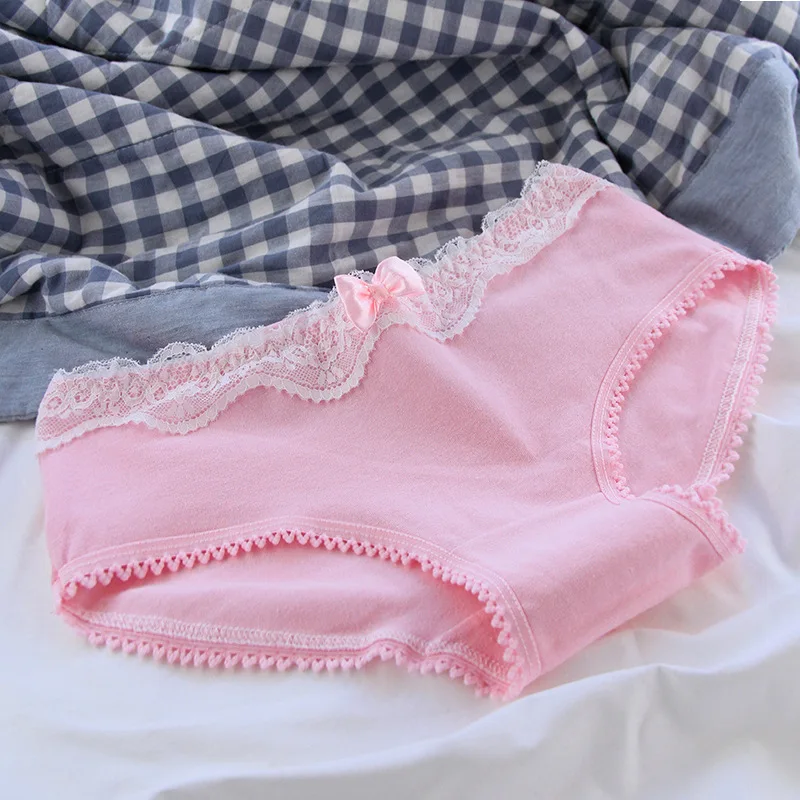 Sous-vêtements rétro en dentelle pour femmes, sous-vêtements en coton, joli entrejambe en coton, lingerie pour filles, gris et noir 6