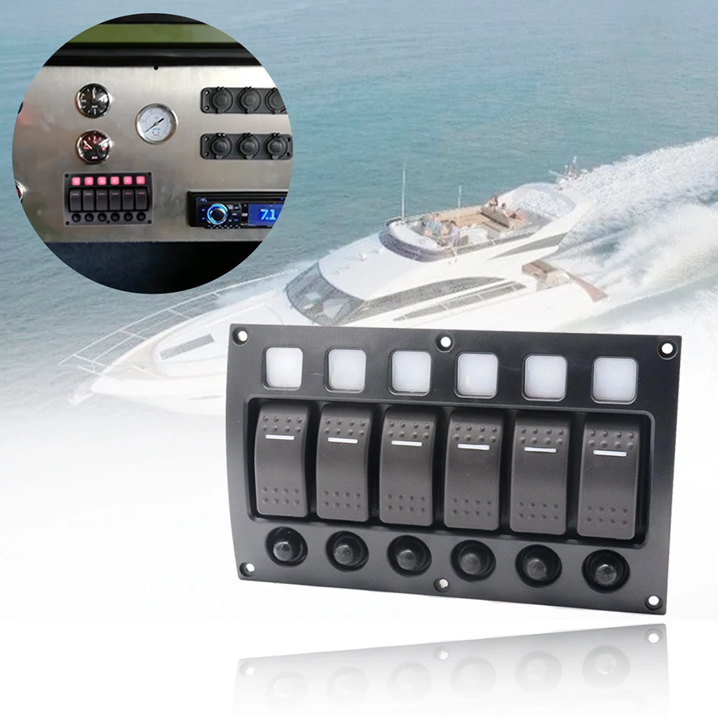 Фото 6-канальный лодочный морской RV 12В 24В клавишный переключатель панель со