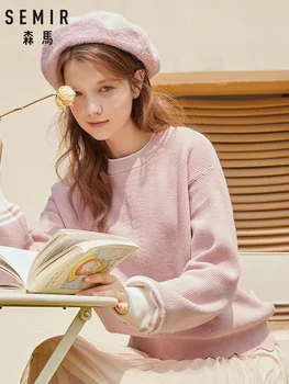 SEMIR Sweater women fashion contrast color sweater loose outer wear drop sleeves bottoming wool sweater women fresh girls
SEMIR Sweater women fashion contrast color sweater loose outer wear drop sleeves bottoming wool sweater women fresh girls