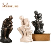 

NORTHEUINS Resin Nordic Sandstone Thinkers Figurines Modern Head-Shaped Miniature Statuette Gift Living Room Decoration Interior