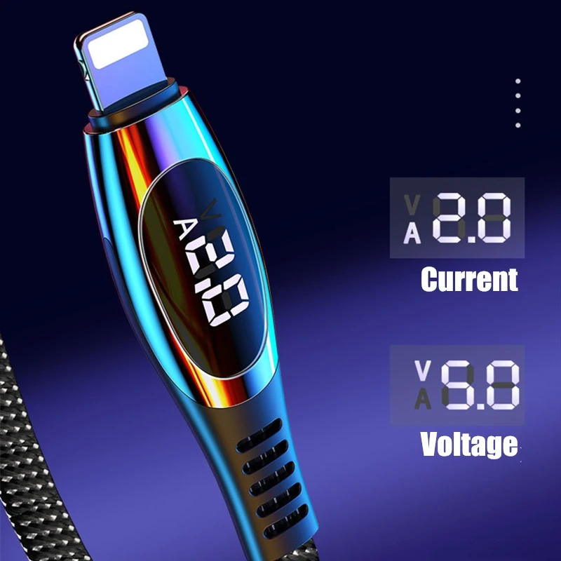 Fast Charging Cable USB Voltage and Current Display Data Sync for iPhone Fast Data Sync smartphone Charger Data USB Cable
Fast Charging Cable USB Voltage and Current Display Data Sync for iPhone Fast Data Sync smartphone Charger Data USB Cable