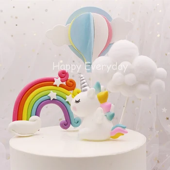 Rainbow Unicorn Cake Topper Birthday Wedding Cake Flags Cloud Hot Air Balloon cake Birthday Party Baking Decoration Supplies 
Rainbow Unicorn Cake Topper Birthday Wedding Cake Flags Cloud Hot Air Balloon cake Birthday Party Baking Decoration Supplies