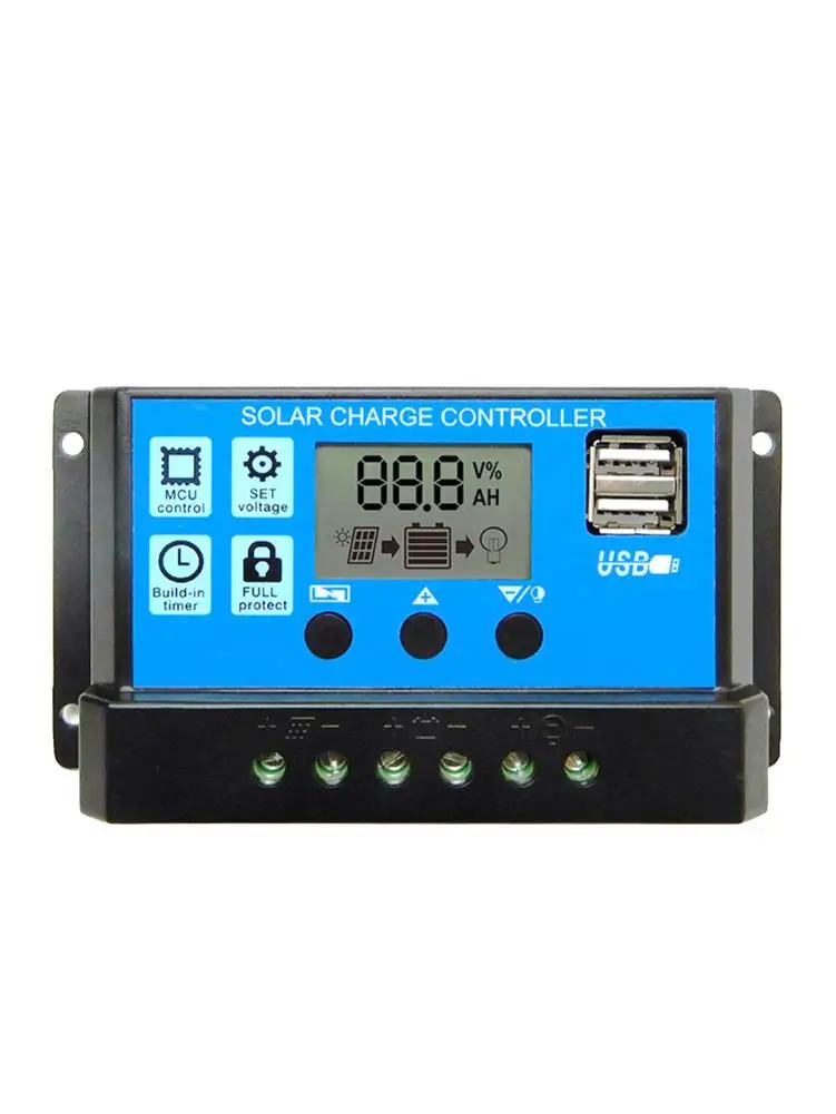 60A/50A/40A/30A/20A/10A 12V 24V Auto Solar Charge Controller PWM Controllers LCD Dual USB 5V Output Solar Panel PV Regulator
60A/50A/40A/30A/20A/10A 12V 24V Auto Solar Charge Controller PWM Controllers LCD Dual USB 5V Output Solar Panel PV Regulator