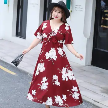 Woman Beach Dress Floral Print Plus Size Summer Casual Behiman Oversized Ruffle Dresses Lady Work Sweet Dress 4XL Female Dress
Woman Beach Dress Floral Print Plus Size Summer Casual Behiman Oversized Ruffle Dresses Lady Work Sweet Dress 4XL Female Dress