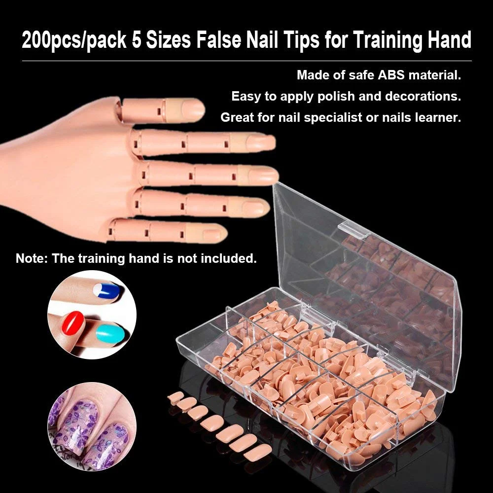 200Pcs/pack Professional Replacement Nail technique Adjustable FLexible False Practice Hand Manicure | Красота и здоровье
