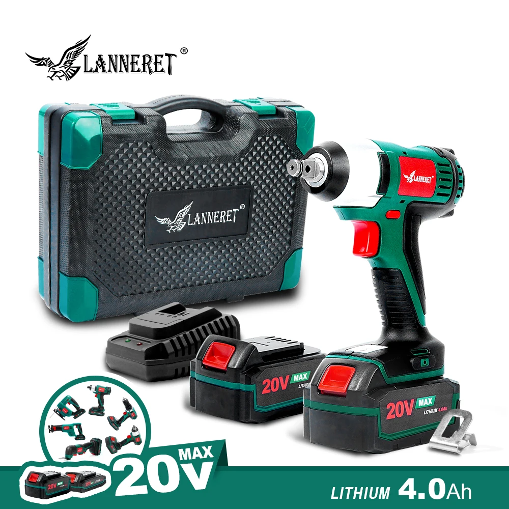 LANNERET Cordless Electric Wrench 20V Impact Wrench 150N.m 1/2" Anvil Square Bit LED Working Light 4.0Ah Lithium Battery
LANNERET Cordless Electric Wrench 20V Impact Wrench 150N.m 1/2" Anvil Square Bit LED Working Light 4.0Ah Lithium Battery