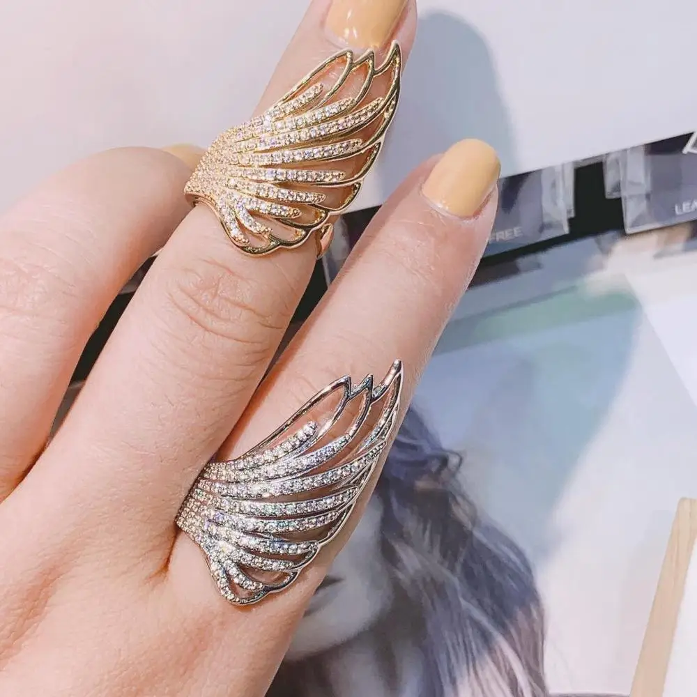 HIBRIDE Wing Feather Design Long Full Finger Luxury Cubic Zircon Women Wedding Engagement Party Silver Wrap Ring Jewelry R-172
HIBRIDE Wing Feather Design Long Full Finger Luxury Cubic Zircon Women Wedding Engagement Party Silver Wrap Ring Jewelry R-172