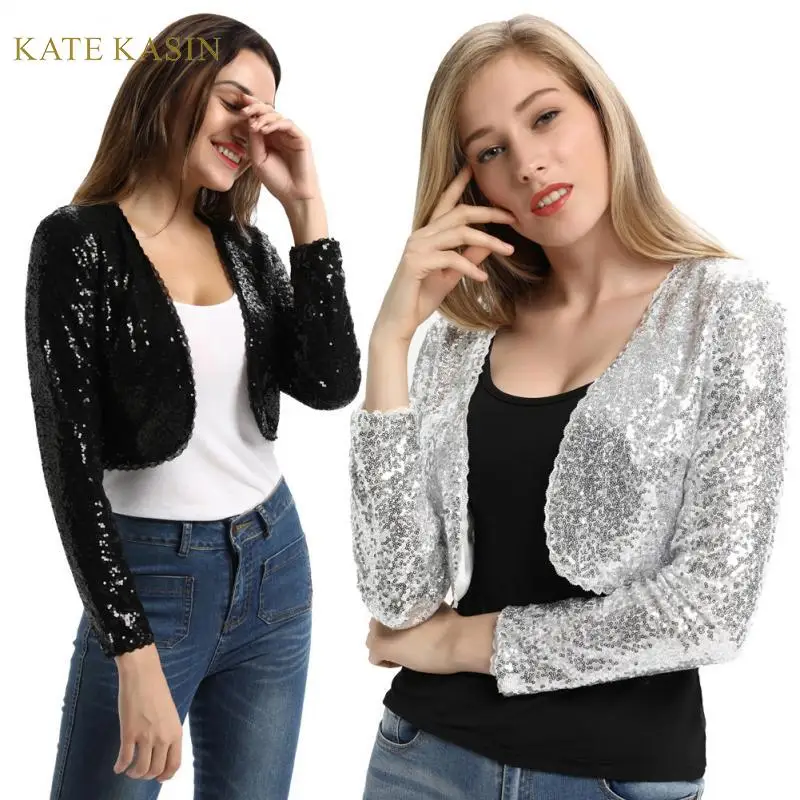 Para Mujeres Damas De Encaje Recortada Bolero Bolero Chaqueta Cárdigan Manga Larga Chaqueta De Punto Superior