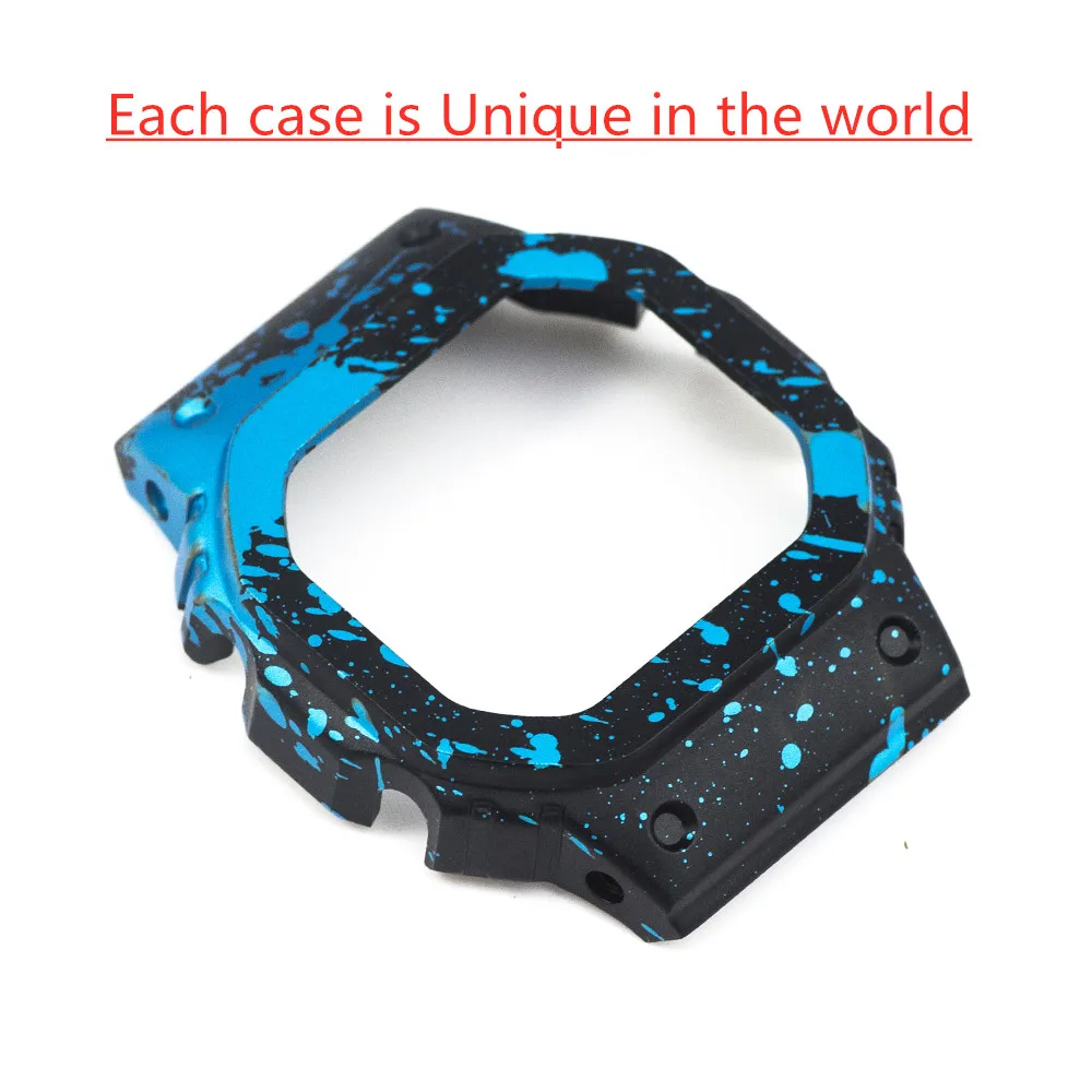 DW5600 5610 Aluminum Alloy 6061 Graffiti Blue Watch Bezel Super Light Bead Blasted