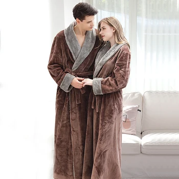2020 Women Men Long Pajama Flannel Bathrobe Couples Coral Fleece Nightwear Winter Thick Warm Robe Kimono Dressing Gown Bride #F 
2020 Women Men Long Pajama Flannel Bathrobe Couples Coral Fleece Nightwear Winter Thick Warm Robe Kimono Dressing Gown Bride #F