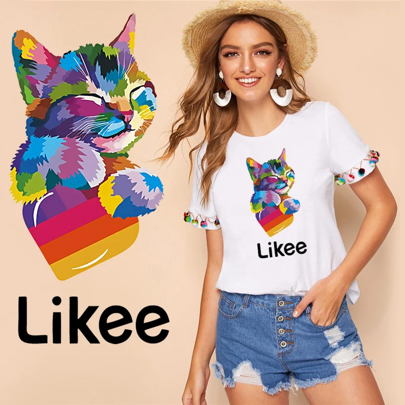 Colorful Cat Iron-On Transfers For Clothing DIY A-level Washable Thermal Patches Sticker On Clothes Likee app Applique Accessory
Colorful Cat Iron-On Transfers For Clothing DIY A-level Washable Thermal Patches Sticker On Clothes Likee app Applique Accessory