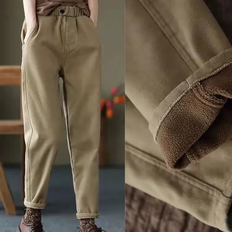 Fall Winter Thick Fleece High Waist Warm Pants Thicken Womens Stretch Casual Harem Pants Trousers Female Capris Pantalones Mujer
Fall Winter Thick Fleece High Waist Warm Pants Thicken Womens Stretch Casual Harem Pants Trousers Female Capris Pantalones Mujer