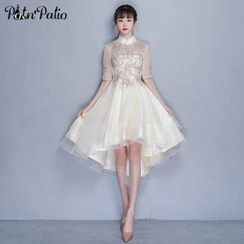 Vintage High Neck Appliques Tiered Tulle Prom Dresses Short 2020 Elegant Simple High Low Birthday Party Dresses For Women
Vintage High Neck Appliques Tiered Tulle Prom Dresses Short 2020 Elegant Simple High Low Birthday Party Dresses For Women