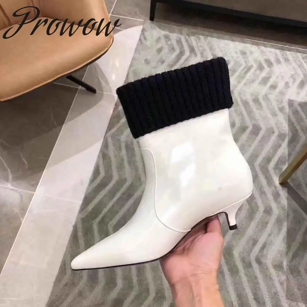 Prowow New Genuine Leather Sexy Pointed Toe Ankle Boots Grid Fabric Kitten Heel Autumn Winter Boots Shoes Women
Prowow New Genuine Leather Sexy Pointed Toe Ankle Boots Grid Fabric Kitten Heel Autumn Winter Boots Shoes Women