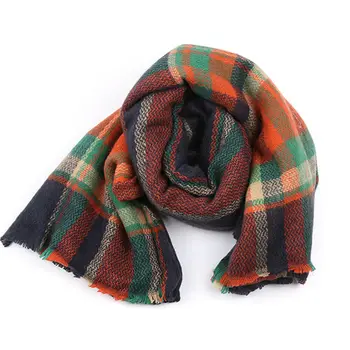 

2020 knitted spring winter women scarf plaid warm cashmere scarves shawls luxury brand neck bandana lady wrap 140x140cm Square