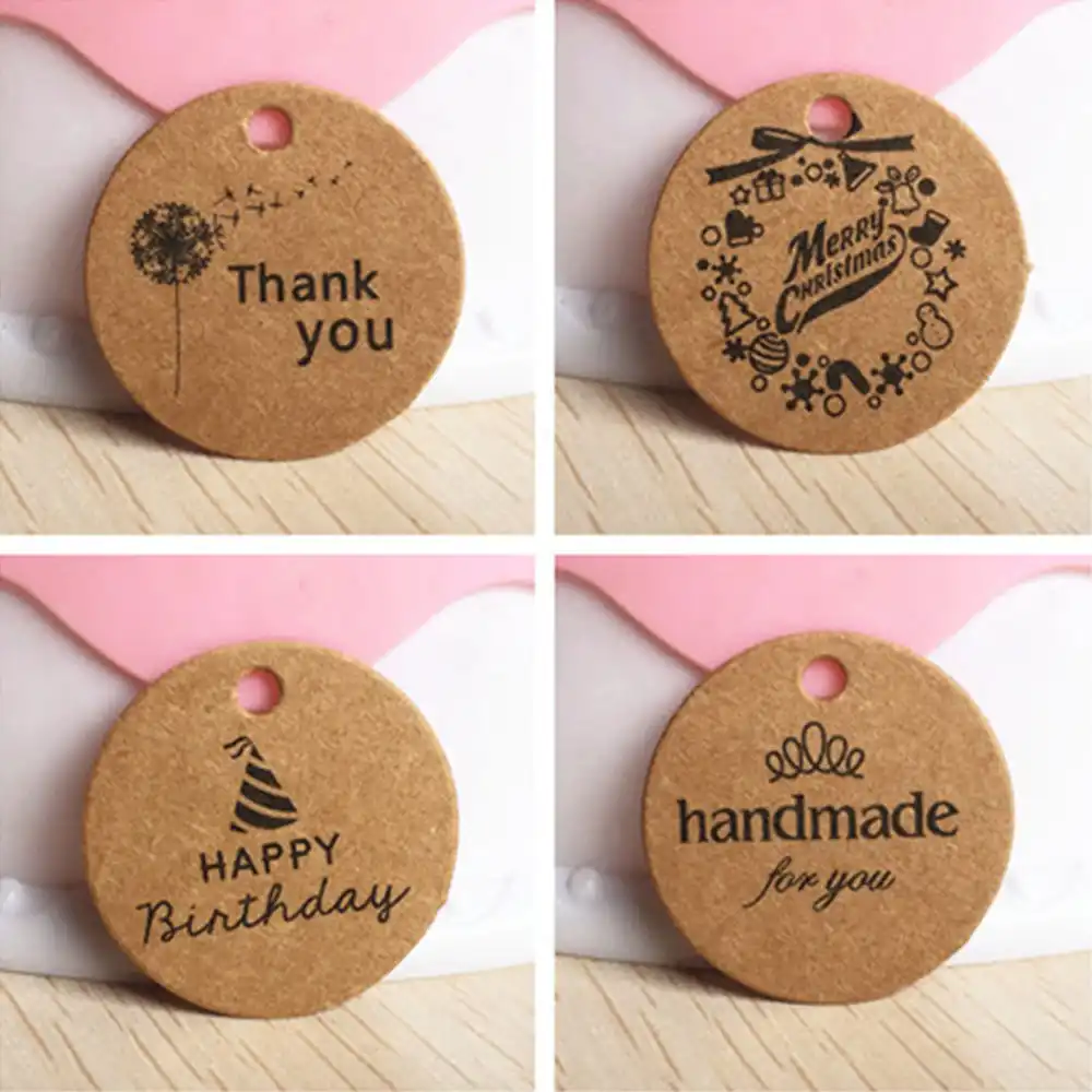 100pcs round small elevator card diy kraft paper