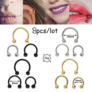 3PC Hoop Nose Ring Piercing Lip Septum Stainless Steel Ear Tragus Cartilage Earring Eyebrow Horseshoes Circular Body Jewelry 16G
3PC Hoop Nose Ring Piercing Lip Septum Stainless Steel Ear Tragus Cartilage Earring Eyebrow Horseshoes Circular Body Jewelry 16G