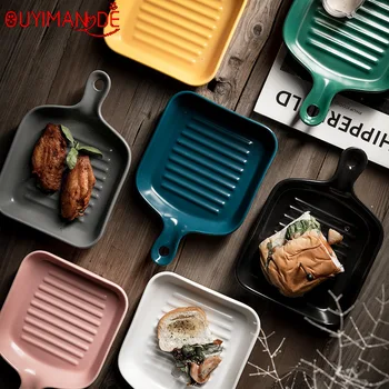 Nordic Handle Ceramic Plate Tableware Fruit Breakfast Plate Creative Baking Baked Rice Plate Western Food Household Dinner Plate
Nordic Handle Ceramic Plate Tableware Fruit Breakfast Plate Creative Baking Baked Rice Plate Western Food Household Dinner Plate