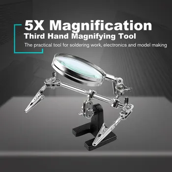 Helping Third Hand Tool Soldering Stand With 5X Welding Magnifying Glass 2 Alligator Clips 360 Degree Rotating Adjustable
Helping Third Hand Tool Soldering Stand With 5X Welding Magnifying Glass 2 Alligator Clips 360 Degree Rotating Adjustable
