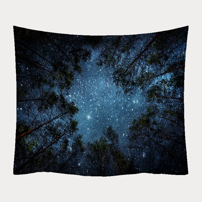 

Forest Trees Tapestry Wall Hanging Hippie Boho Home Dorm Decoration Starry Sky Background Wall Cloth Tapestries Beauty Homeware